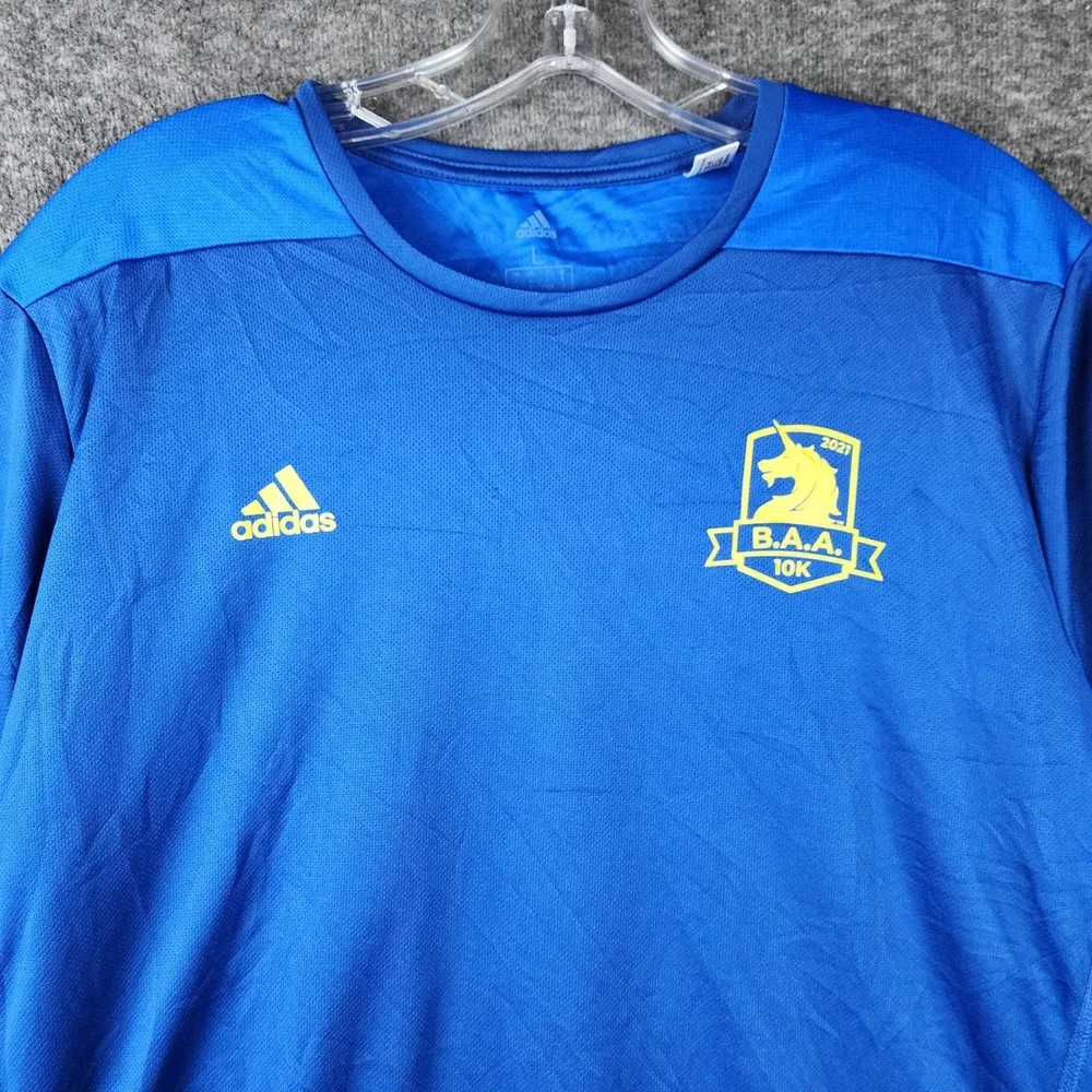 Adidas T-Shirt Mens L B.A.A. 10K Boston Athletic Association Blue Running EUC